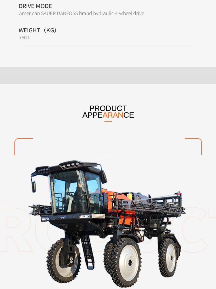 Self-Propelled Cotton Hydraulic High Clearance Power Pesticide Field Spray Agricultural Sprayer